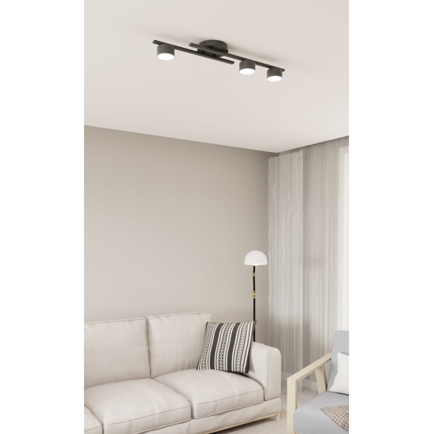 Kattovalo FRAGMENT 3xGX53/12W/230V musta