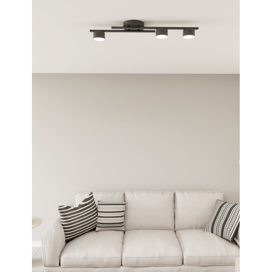 Kattovalo FRAGMENT 3xGX53/12W/230V musta