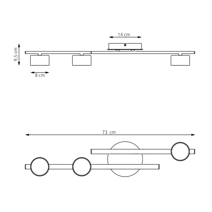Kattovalo FRAGMENT 3xGX53/12W/230V musta
