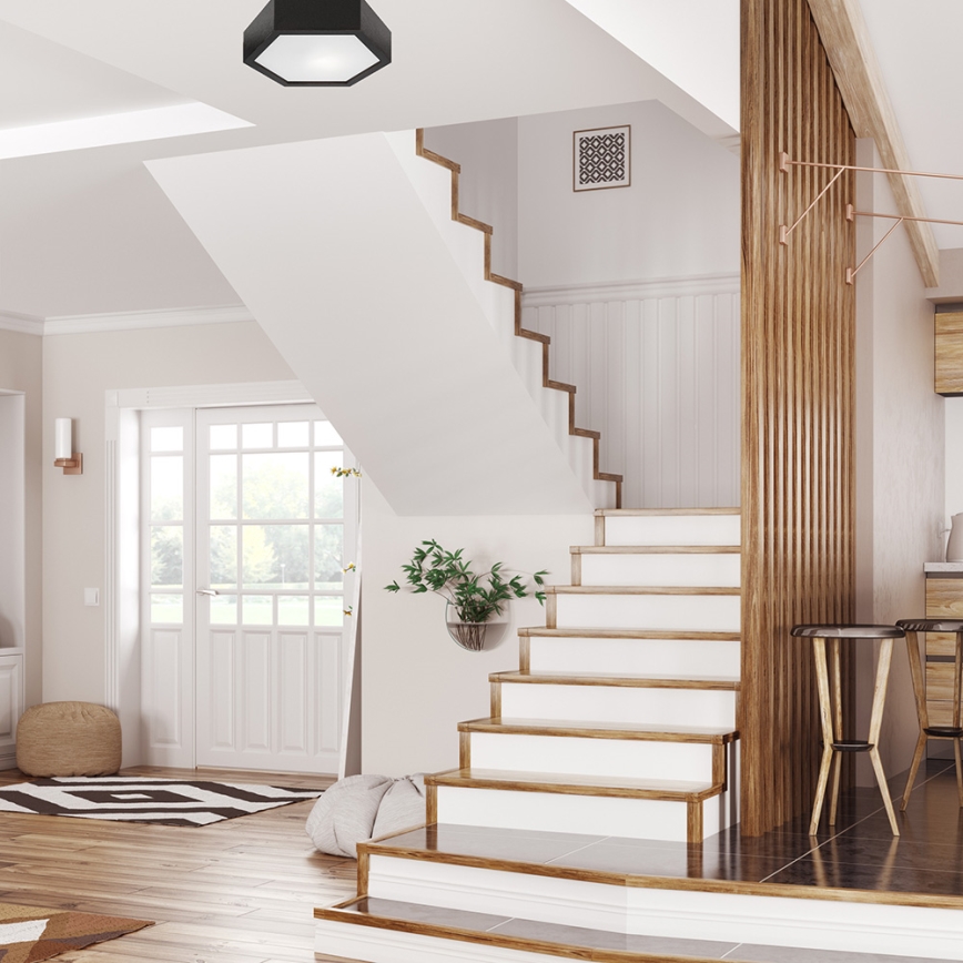 Kattovalo HEX 1xE27/60W/230V d. 32 cm mänty musta