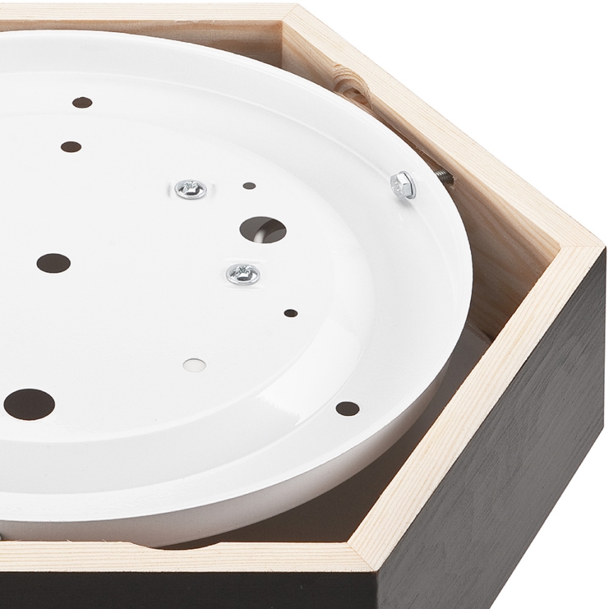 Kattovalo HEX 1xE27/60W/230V d. 32 cm mänty musta