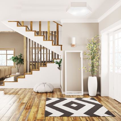 Kattovalo HEX 2xE27/60W/230V d. 43 cm mänty valkoinen