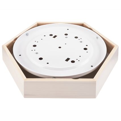 Kattovalo HEX 2xE27/60W/230V d. 43 cm mänty valkoinen