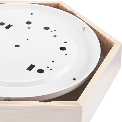 Kattovalo HEX 2xE27/60W/230V d. 43 cm mänty valkoinen