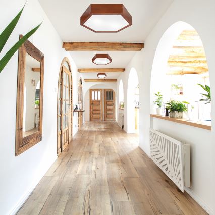 Kattovalo HEX 2xE27/60W/230V halkaisija 43 cm mänty ruskea