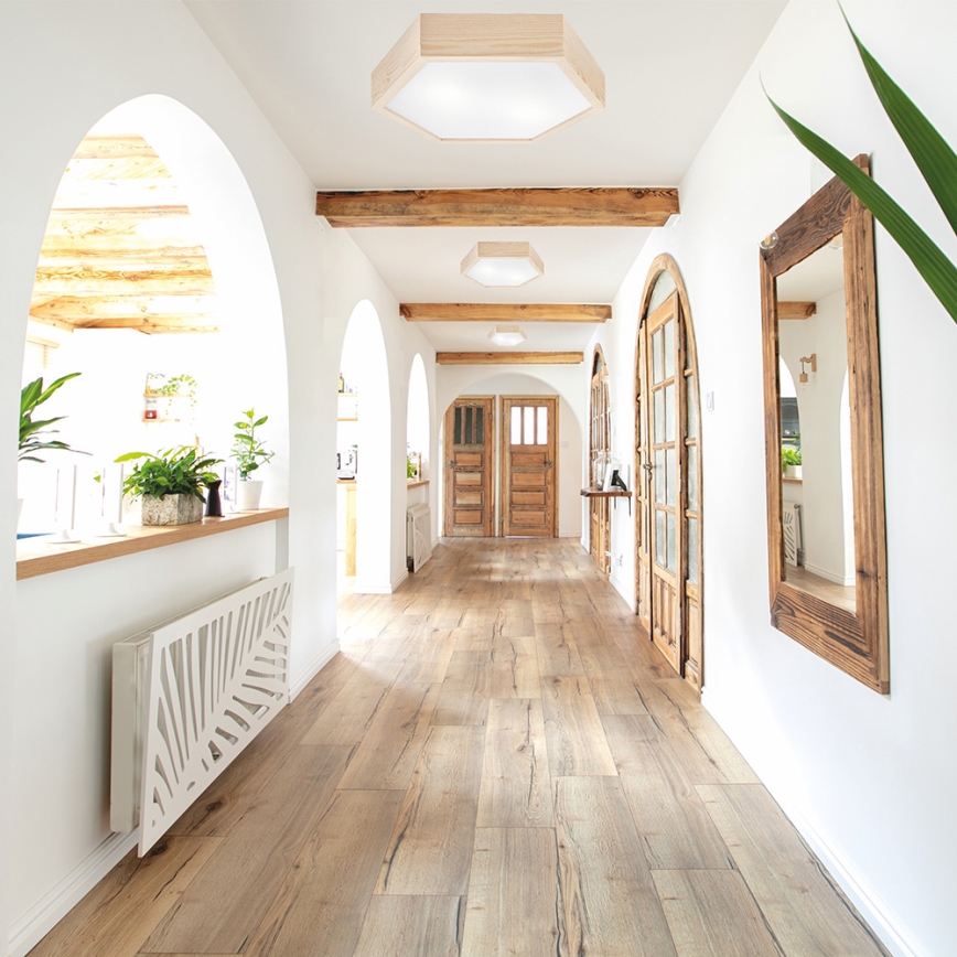 Kattovalo HEX NATURAL 2xE27/60W/230V d. 43 cm mänty