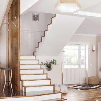 Kattovalo HEX NATURAL 2xE27/60W/230V d. 43 cm mänty