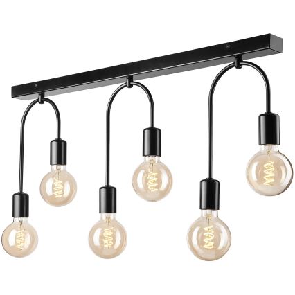 Kattovalo JANO 6xE27/15W/230V musta