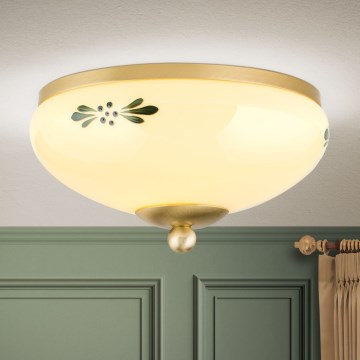 Kattovalo LANDHAUS 1xE27/60W/230V halkaisija 21 cm messinki/beige