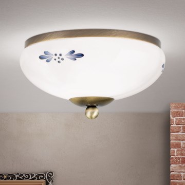 Kattovalo LANDHAUS 1xE27/60W/230V halkaisija 21 cm pronssi/valkoinen