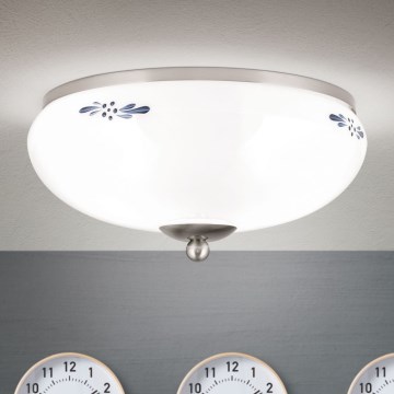 Kattovalo LANDHAUS 2xE27/60W/230V halkaisija 28 cm mattakromi/valkoinen