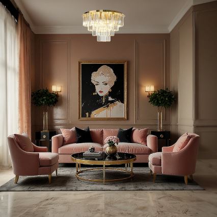 Kattovalo MILANO 9xE14/40W/230V kulta