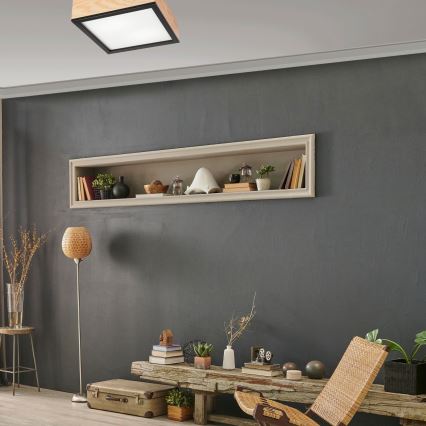 Kattovalo NATURAL SQUARE 2xE27/15W/230V 31x31 cm mänty/musta