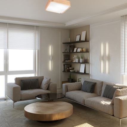 Kattovalo NATURAL SQUARE 2xE27/15W/230V 35x35 cm mänty