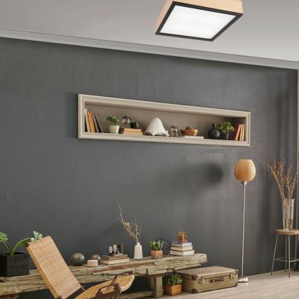 Kattovalo NATURAL SQUARE 4xE27/15W/230V 39x39 cm mänty/musta