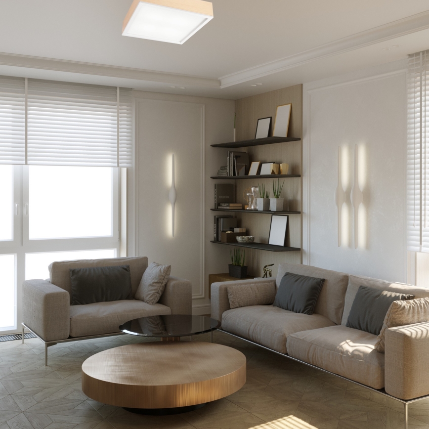 Kattovalo NATURAL SQUARE 4xE27/15W/230V 39x39 cm mänty/valkoinen