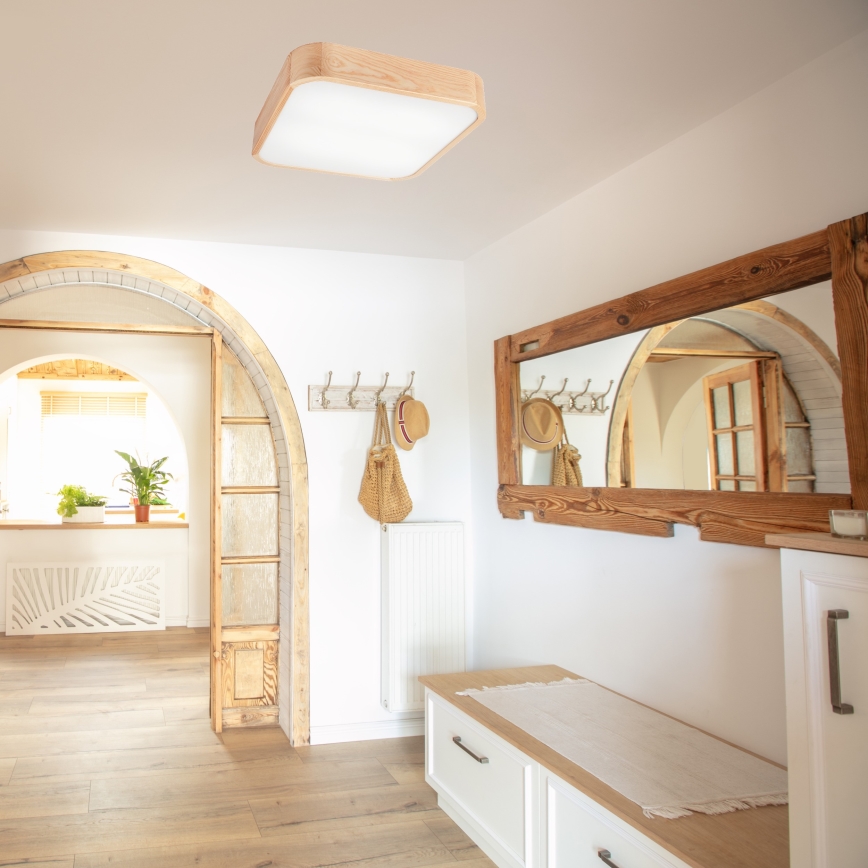 Kattovalo NATURAL SQUARE 4xE27/15W/230V 45x45 cm mänty