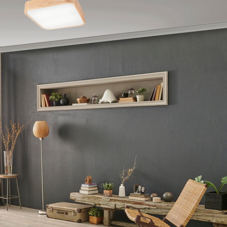 Kattovalo NATURAL SQUARE 4xE27/15W/230V 45x45 cm mänty