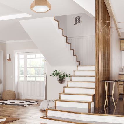 Kattovalo OAK HEX 1xE27/60W/230V d. 32 cm tammi