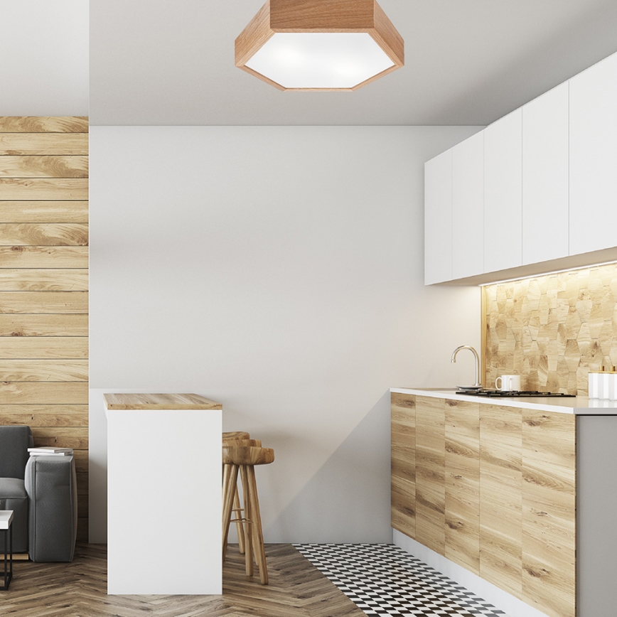 Kattovalo OAK HEX 2xE27/60W/230V d. 43 cm tammi