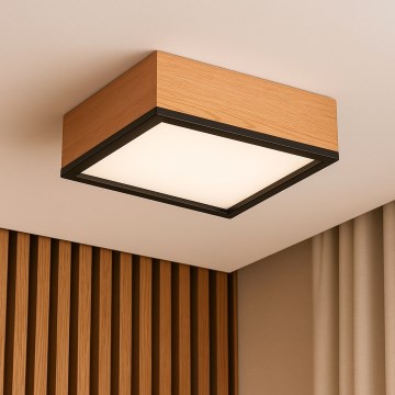 Kattovalo OAK SQUARE 2xE27/15W/230V 31x31 cm tammi/musta