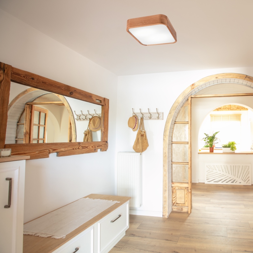 Kattovalo OAK SQUARE 2xE27/15W/230V 35x35 cm tammi