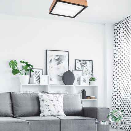 Kattovalo OAK SQUARE 4xE27/15W/230V 39x39 cm tammi/musta