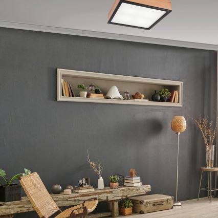 Kattovalo OAK SQUARE 4xE27/15W/230V 39x39 cm tammi/musta