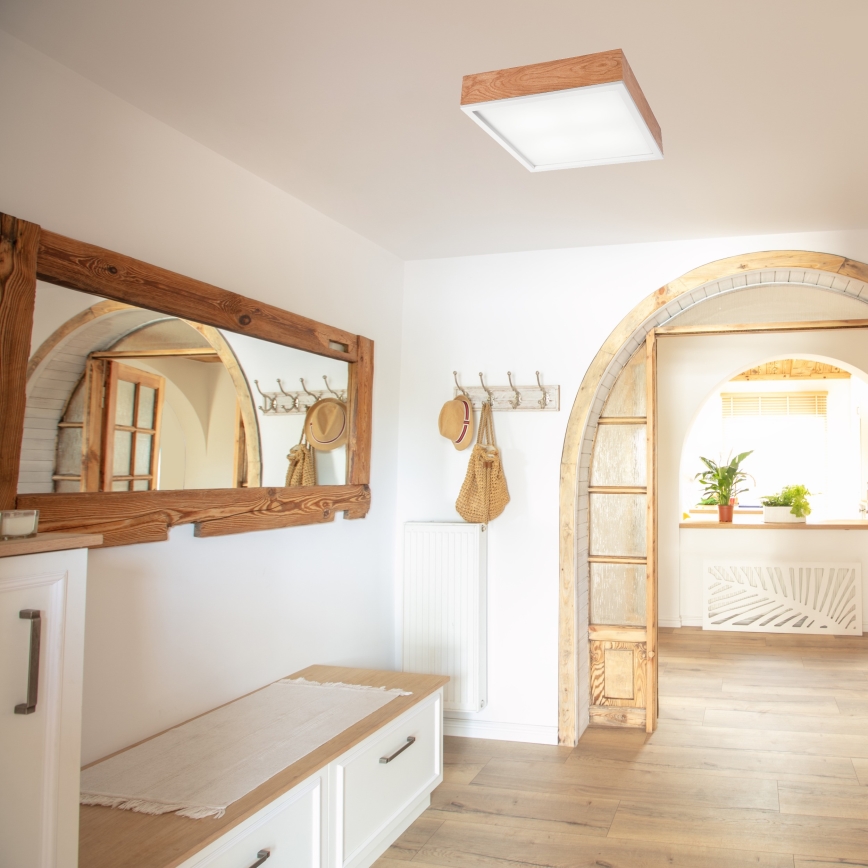 Kattovalo OAK SQUARE 4xE27/15W/230V 39x39 cm tammi/valkoinen