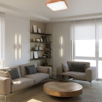 Kattovalo OAK SQUARE 4xE27/15W/230V 45x45 cm tammi