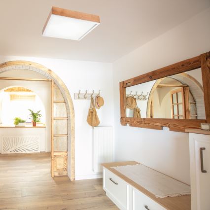 Kattovalo OAK SQUARE 4xE27/15W/230V 48x48 cm tammi/valkoinen