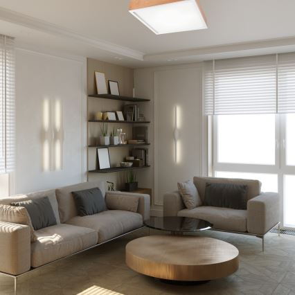 Kattovalo OAK SQUARE 4xE27/15W/230V 48x48 cm tammi/valkoinen