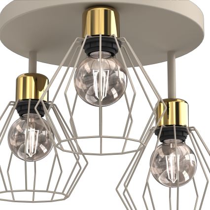Kattovalo PARKLA 3xE27/15W/230V beige/kulta