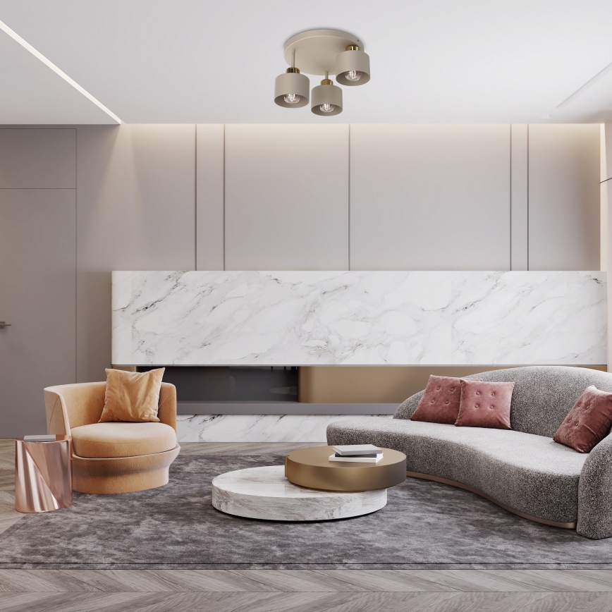 Kattovalo PARKLA 3xE27/15W/230V beige/kulta