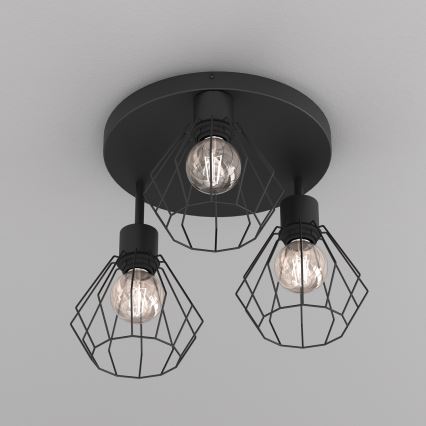 Kattovalo PARKLA 3xE27/15W/230V musta