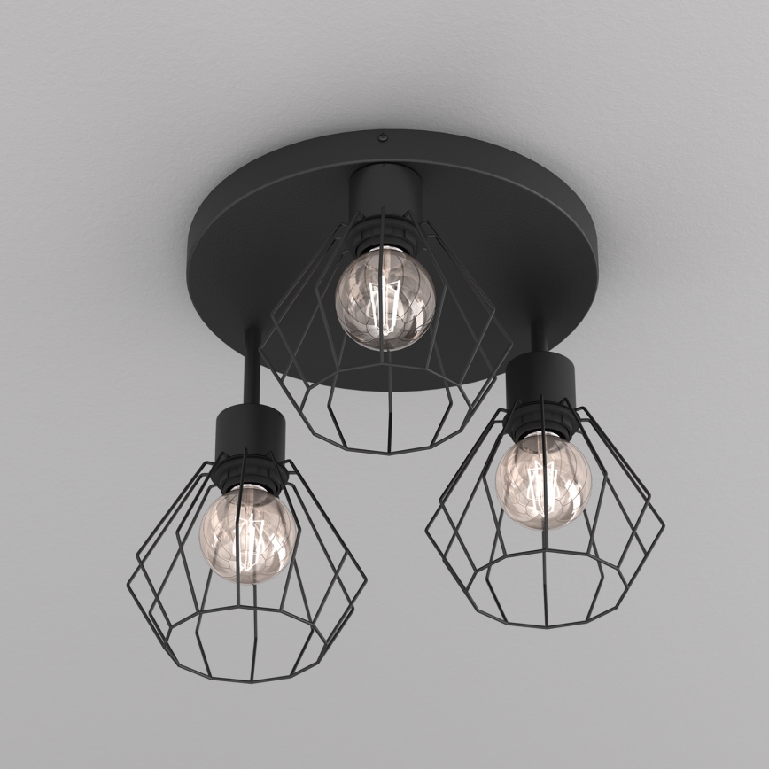 Kattovalo PARKLA 3xE27/15W/230V musta