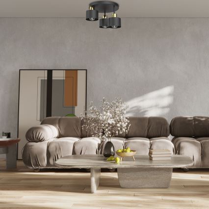 Kattovalo PARKLA 3xE27/15W/230V musta/kulta