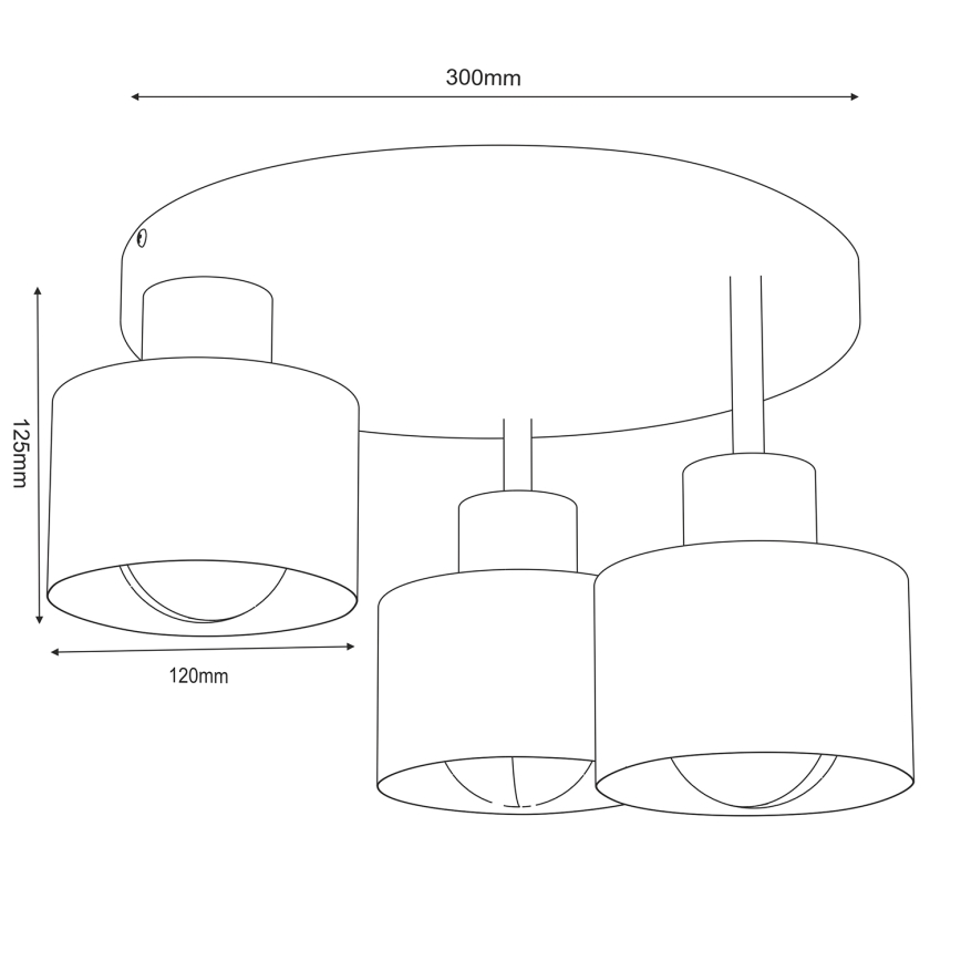 Kattovalo PARKLA 3xE27/15W/230V musta/kulta