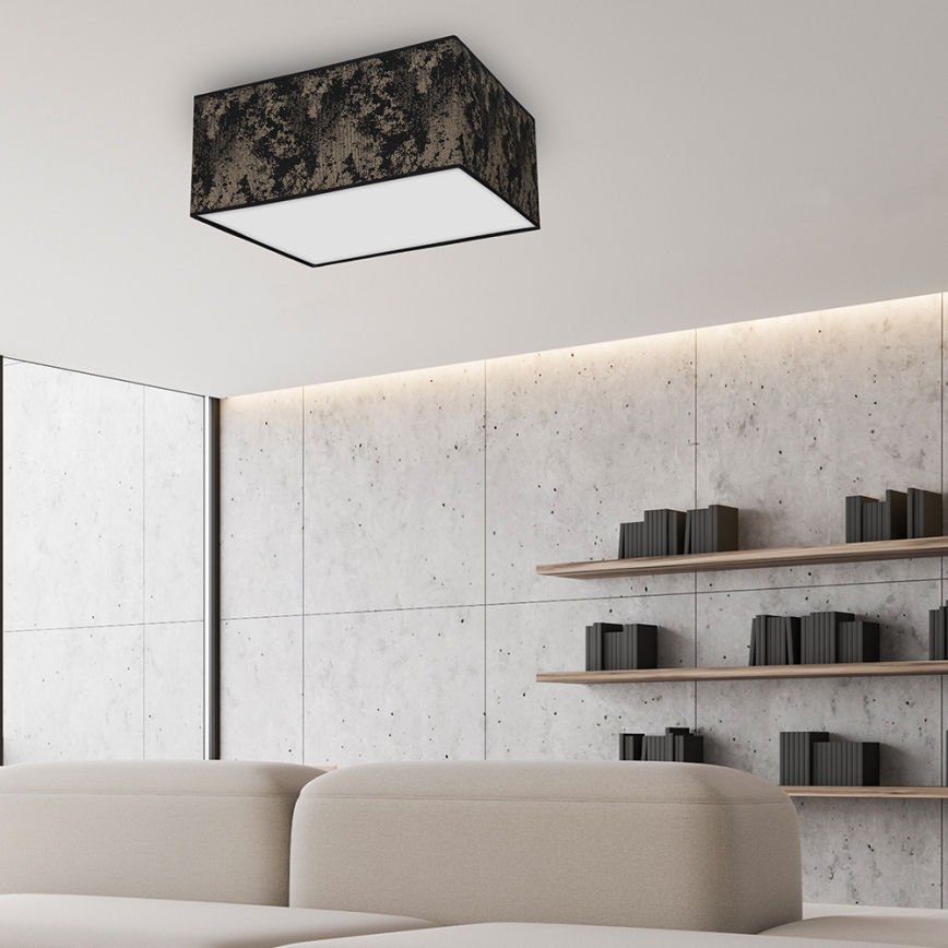 Kattovalo SATINO 2xE27/60W/230V musta/kulta