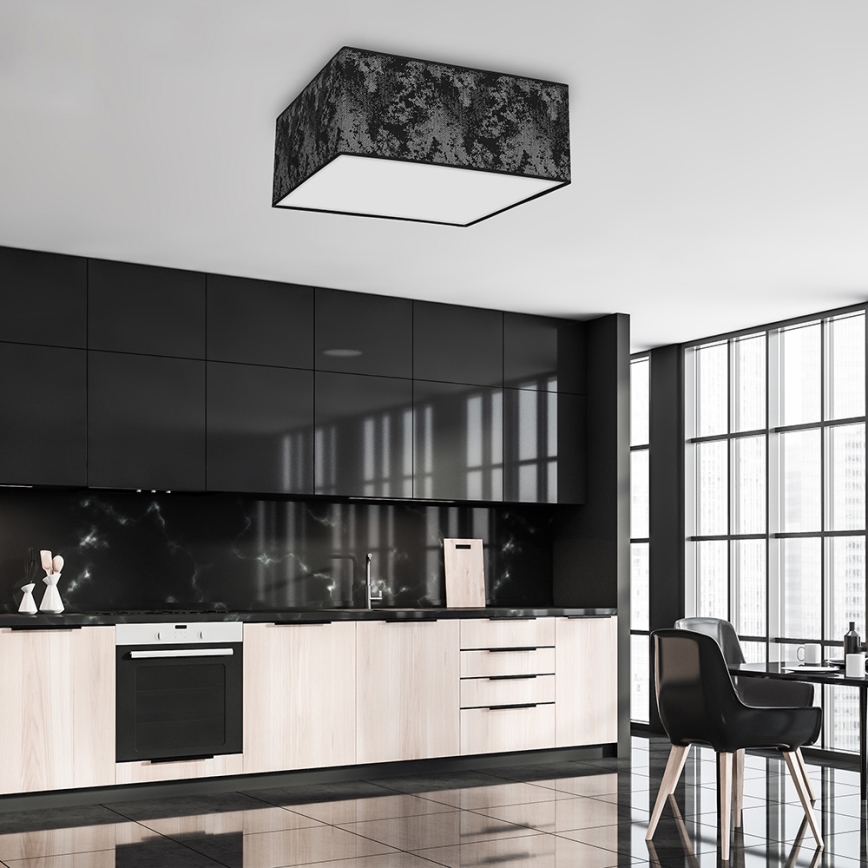 Kattovalo SATINO 3xE27/60W/230V musta/hopea