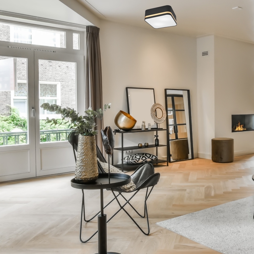 Kattovalo SIRJA SQUARE 2xE27/60W/230V 35x35 cm musta