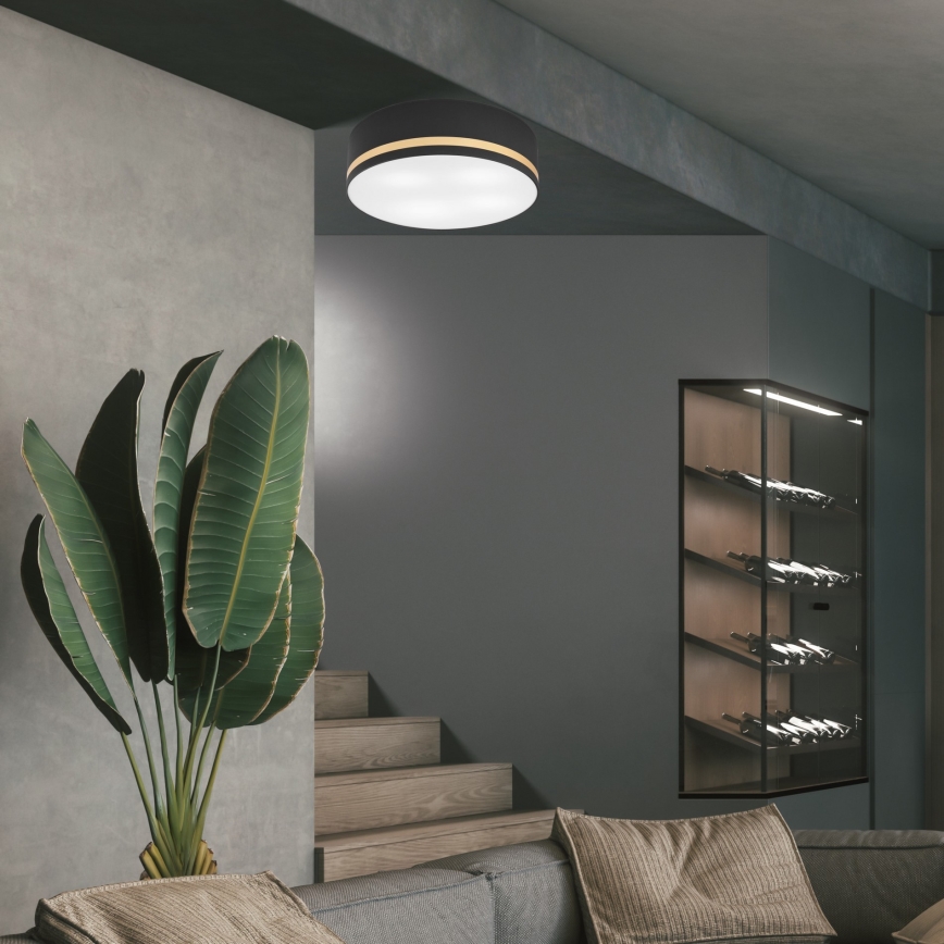 Kattovalo SIRJA STRIPE 4xE27/15W/230V halkaisija 45 cm musta