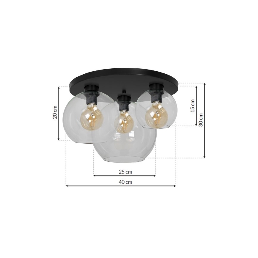 Kattovalo SOFIA 3xE27/60W/230V läpinäkyvä