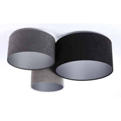 Kattovalo SPACE 3xE27/60W/230V harmaa/musta/hopea