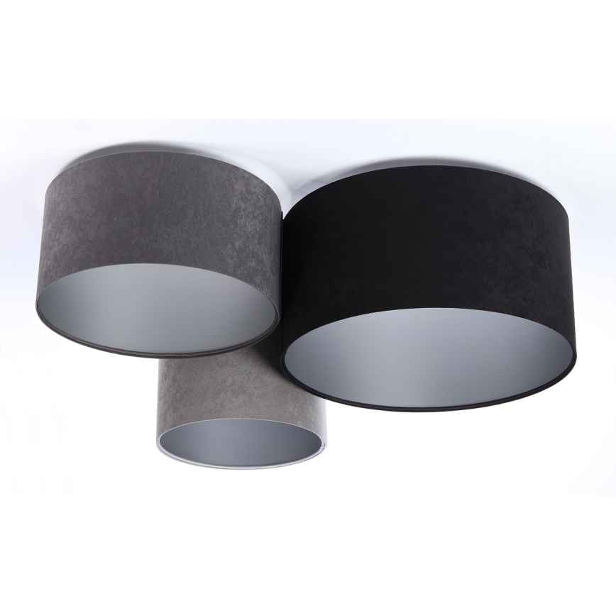 Kattovalo SPACE 3xE27/60W/230V harmaa/musta/hopea