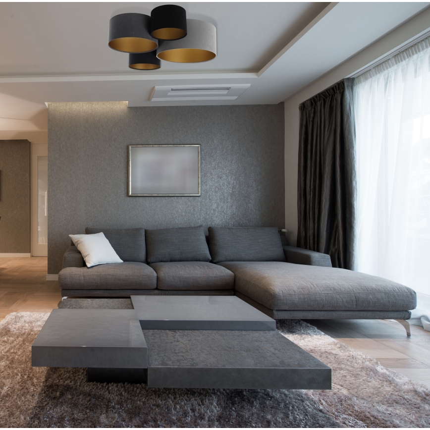 Kattovalo SPACE 4xE27/60W/230V harmaa/musta/kulta