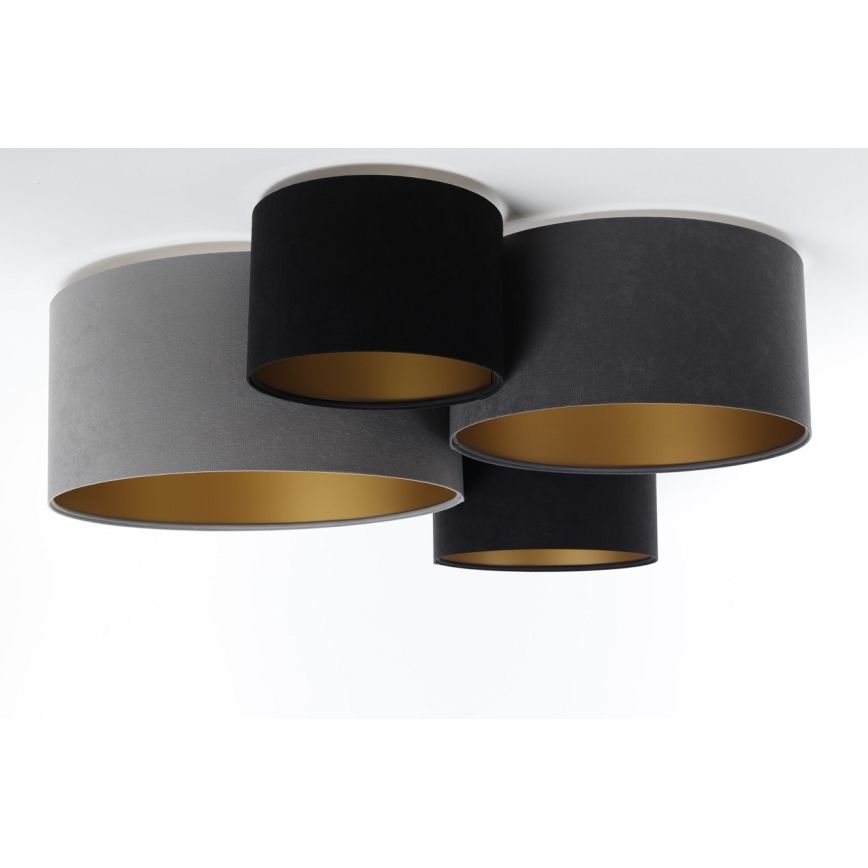 Kattovalo SPACE 4xE27/60W/230V harmaa/musta/kulta