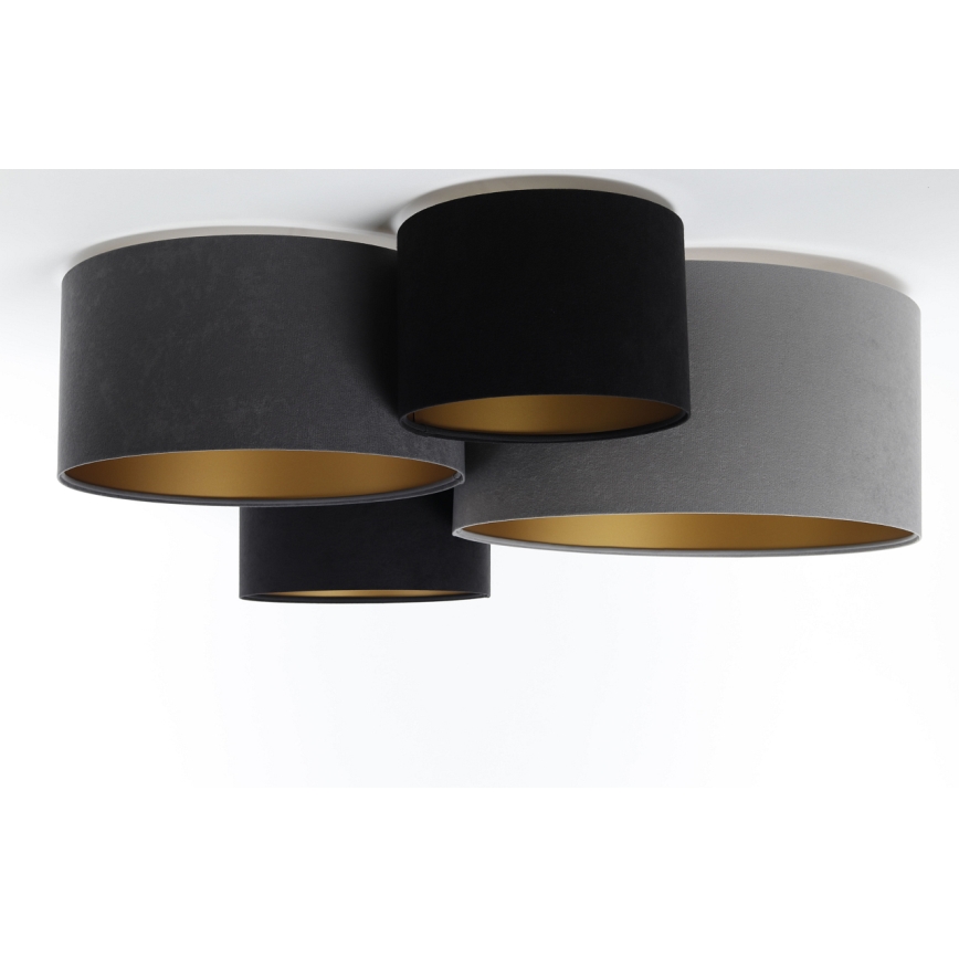 Kattovalo SPACE 4xE27/60W/230V harmaa/musta/kulta