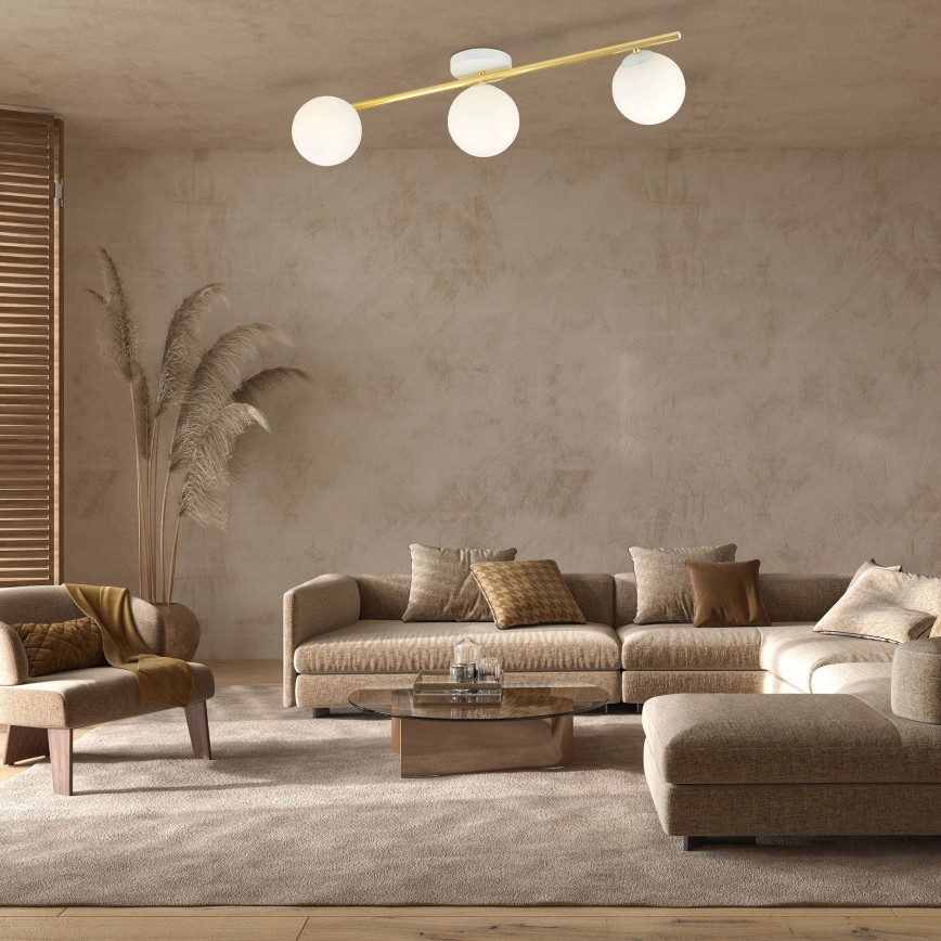 Kattovalo SPLENDI 3xE14/10W/230V valkoinen/kulta