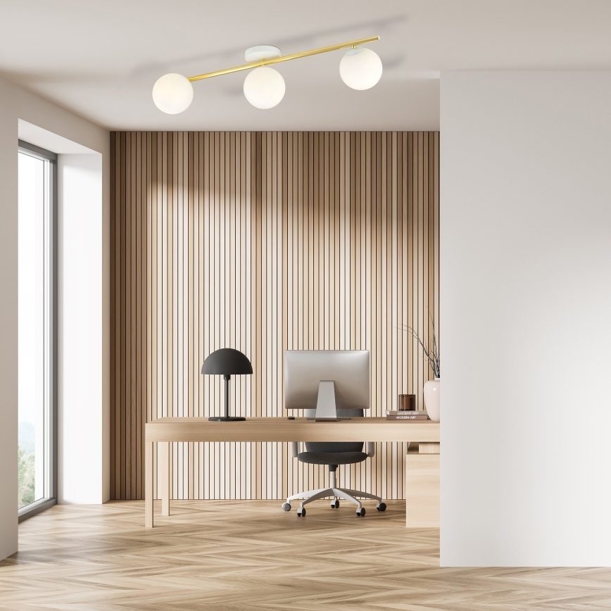 Kattovalo SPLENDI 3xE14/10W/230V valkoinen/kulta